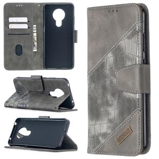 For Nokia 5.3 Matching Color Crocodile Texture Horizontal Flip PU Leather Case with Wallet & Holder & Card Slots(Grey)