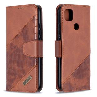 For Xiaomi Redmi 9C Matching Color Crocodile Texture Horizontal Flip PU Leather Case with Wallet & Holder & Card Slots(Brown)