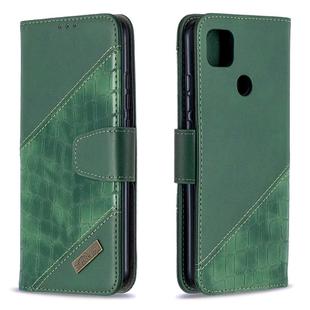 For Xiaomi Redmi 9C Matching Color Crocodile Texture Horizontal Flip PU Leather Case with Wallet & Holder & Card Slots(Green)