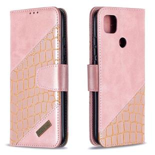 For Xiaomi Redmi 9C Matching Color Crocodile Texture Horizontal Flip PU Leather Case with Wallet & Holder & Card Slots(Rose Gold)