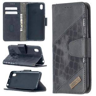 For Huawei Y5(2019) Matching Color Crocodile Texture Horizontal Flip PU Leather Case with Wallet & Holder & Card Slots(Black)