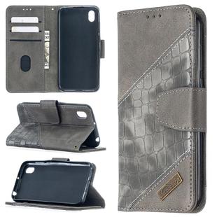 For Huawei Y5(2019) Matching Color Crocodile Texture Horizontal Flip PU Leather Case with Wallet & Holder & Card Slots(Grey)