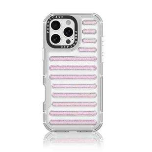 For iPhone 16 Pro Max Capsule Glitter TPU Hybrid PC Airbag Phone Case(Pink)