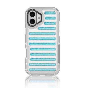 For iPhone 16 Plus Capsule Glitter TPU Hybrid PC Airbag Phone Case(Blue)