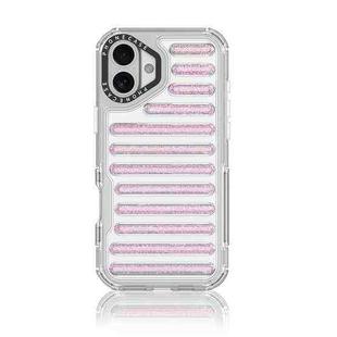 For iPhone 16 Plus Capsule Glitter TPU Hybrid PC Airbag Phone Case(Pink)