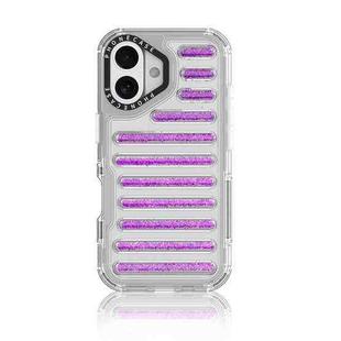 For iPhone 16 Capsule Glitter TPU Hybrid PC Airbag Phone Case(Purple)