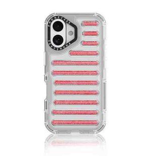 For iPhone 16 Capsule Glitter TPU Hybrid PC Airbag Phone Case(Red)