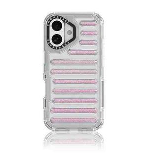 For iPhone 16 Capsule Glitter TPU Hybrid PC Airbag Phone Case(Pink)