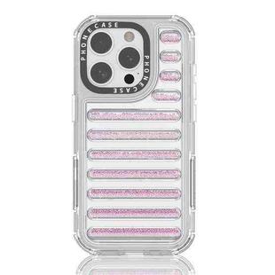 For iPhone 15 Pro Capsule Glitter TPU Hybrid PC Airbag Phone Case(Pink)