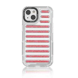 For iPhone 14 / 13 Capsule Glitter TPU Hybrid PC Airbag Phone Case(Red)