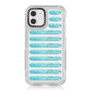 For iPhone 12 / 12 Pro Capsule Glitter TPU Hybrid PC Airbag Phone Case(Blue)