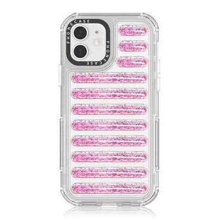 For iPhone 12 / 12 Pro Capsule Glitter TPU Hybrid PC Airbag Phone Case(Pink)