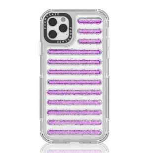 For iPhone 11 Pro Max Capsule Glitter TPU Hybrid PC Airbag Phone Case(Purple)