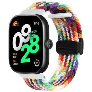 For Xiaomi Smart Band 9 Pro / 8 Pro Folding Magnetic Buckle Braided Watch Band(Rainbow)