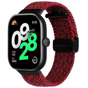 For Xiaomi Smart Band 9 Pro / 8 Pro Folding Magnetic Buckle Braided Watch Band(Black Sand Red)