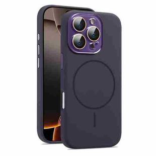 For iPhone 16 Pro Max AG Fine Hole Liquid Silicone MagSafe Magnetic Phone Case(Dark Purple)