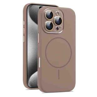 For iPhone 15 Pro Max AG Fine Hole Liquid Silicone MagSafe Magnetic Phone Case(Brown)