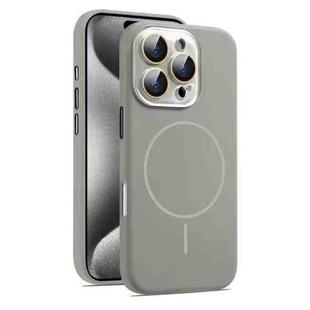 For iPhone 15 Pro Max AG Fine Hole Liquid Silicone MagSafe Magnetic Phone Case(Titanium Gray)