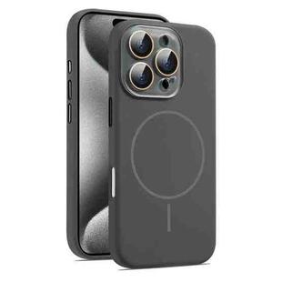 For iPhone 15 Pro Max AG Fine Hole Liquid Silicone MagSafe Magnetic Phone Case(Charcoal Grey)