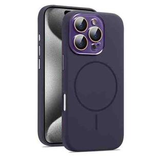 For iPhone 15 Pro AG Fine Hole Liquid Silicone MagSafe Magnetic Phone Case(Dark Purple)