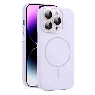 For iPhone 14 Pro AG Fine Hole Liquid Silicone MagSafe Magnetic Phone Case(Lilac)