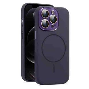 For iPhone 12 Pro Max AG Fine Hole Liquid Silicone MagSafe Magnetic Phone Case(Dark Purple)