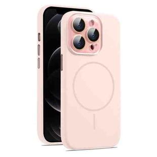 For iPhone 12 Pro Max AG Fine Hole Liquid Silicone MagSafe Magnetic Phone Case(Pink)