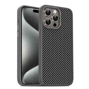 For iPhone 15 Pro Max Carbon Fiber Textured Oil Spray MagSafe Magnetic Phone Case(Grey)