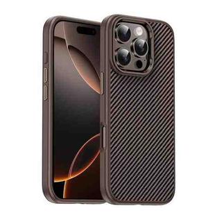 For iPhone 16 Pro Carbon Fiber Textured Oil Spray MagSafe Magnetic Phone Case(Rose Gold)