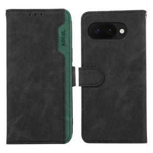 For Google Pixel 9a ABEEL Color Block Magnetic RFID Leather Phone Case(Black-Green)