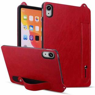 For iPad mini 6 / mini 2024 TPU Leather Back Tablet Case with Wristband(Red)