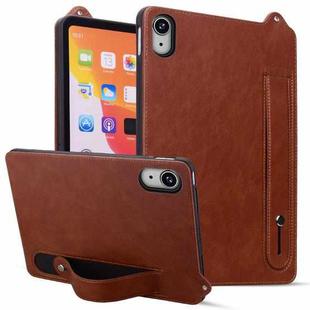For iPad mini 6 / mini 2024 TPU Leather Back Tablet Case with Wristband(Brown)