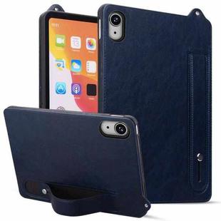 For iPad mini 6 / mini 2024 TPU Leather Back Tablet Case with Wristband(Dark Blue)