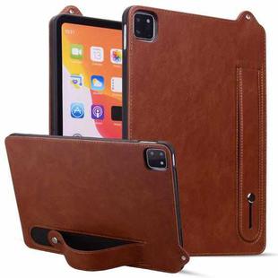 For iPad Air 11 2025 / 2024 TPU Leather Back Tablet Case with Wristband(Brown)
