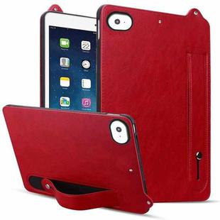 For iPad mini 5 / 4 / 3 / 2 / 1 TPU Leather Back Tablet Case with Wristband(Red)