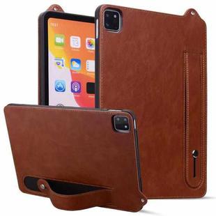 For iPad Air 13 2024 / 2025 TPU Leather Back Tablet Case with Wristband(Brown)
