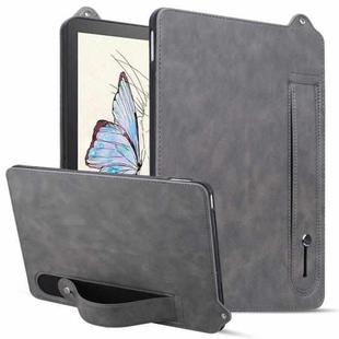 For Amazon Kindle Paperwhite 12th 2024 TPU Leather Back Tablet Case with Wristband(Grey)