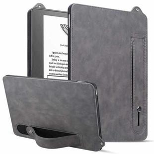 For Amazon Kindle Scribe 10.2 2024 TPU Leather Back Tablet Case with Wristband(Grey)