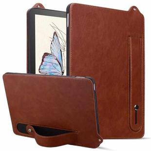 For Amazon Kindle 6 11th 2022 / 2024 TPU Leather Back Tablet Case with Wristband(Brown)