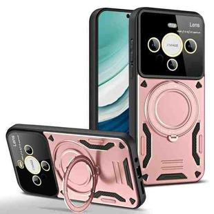 For Huawei Mate 60 Pro / 60 Pro+ Large Window MagSafe Holder Phone Case(Rose Gold)