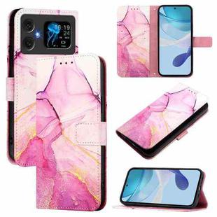 For Cubot A20 PT003 Marble Pattern Flip Leather Phone Case(Pink Purple Gold)