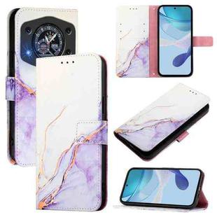 For Cubot A30 PT003 Marble Pattern Flip Leather Phone Case(White Purple)