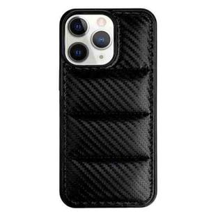 For iPhone 11 Pro Max Carbon Fiber Texture Down Jacket Phone Case(Black)