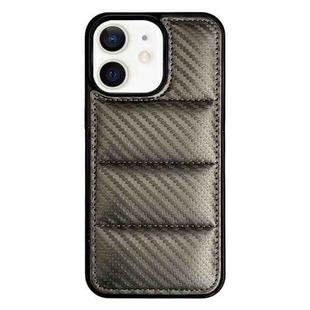 For iPhone 12 Carbon Fiber Texture Down Jacket Phone Case(Grey)