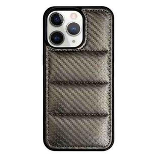 For iPhone 12 Pro Carbon Fiber Texture Down Jacket Phone Case(Grey)