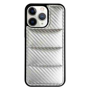 For iPhone 12 Pro Carbon Fiber Texture Down Jacket Phone Case(Silver)