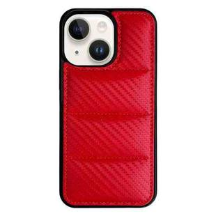 For iPhone 13 Carbon Fiber Texture Down Jacket Phone Case(Red)