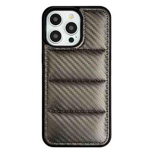 For iPhone 13 Pro Max Carbon Fiber Texture Down Jacket Phone Case(Grey)