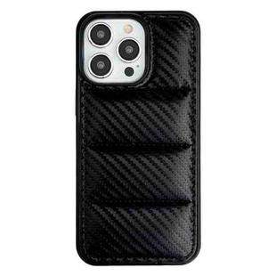 For iPhone 14 Pro Carbon Fiber Texture Down Jacket Phone Case(Black)