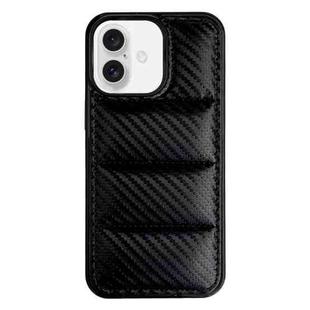 For iPhone 16 Carbon Fiber Texture Down Jacket Phone Case(Black)